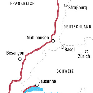 Karte Radroute Speyer - Genfer See