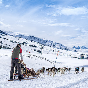 Hundeschlittenfahrt im Val d'Aran in den Hochpyrenäen