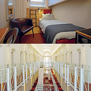 Gefängnishotel: Zimmer, Atrium